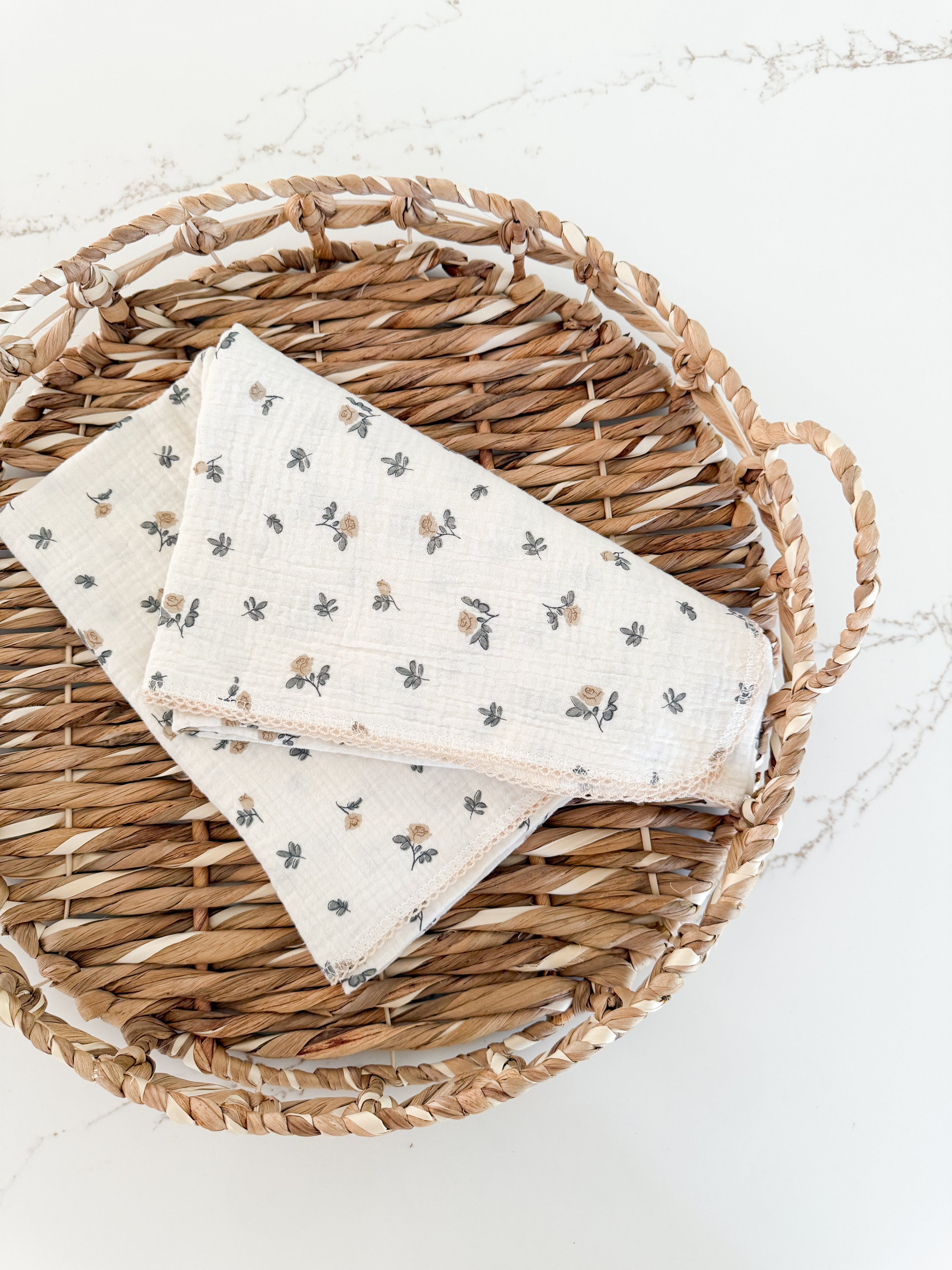 Muslin Floral Swaddle - Antique Rose