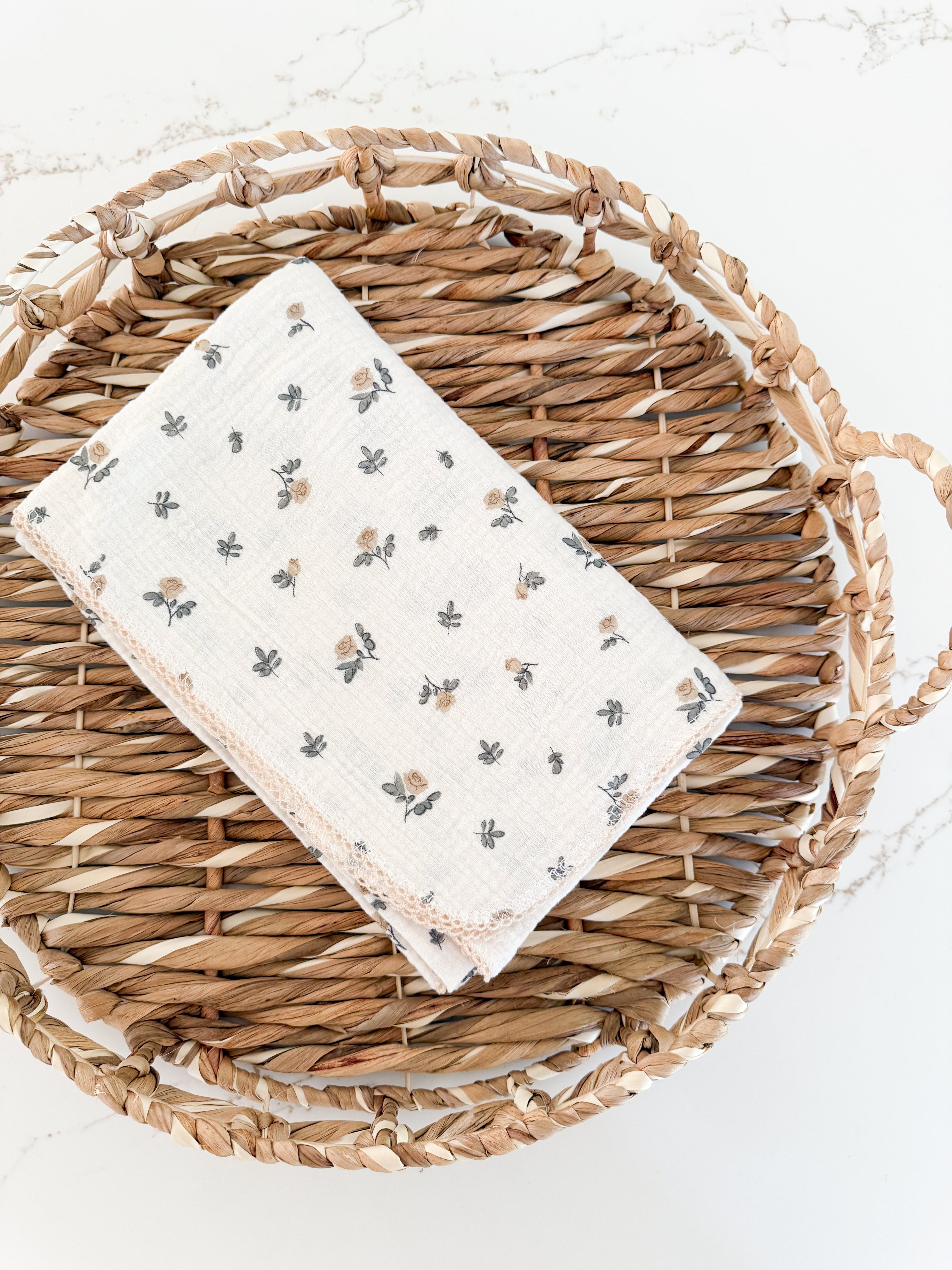 Muslin Floral Swaddle - Antique Rose